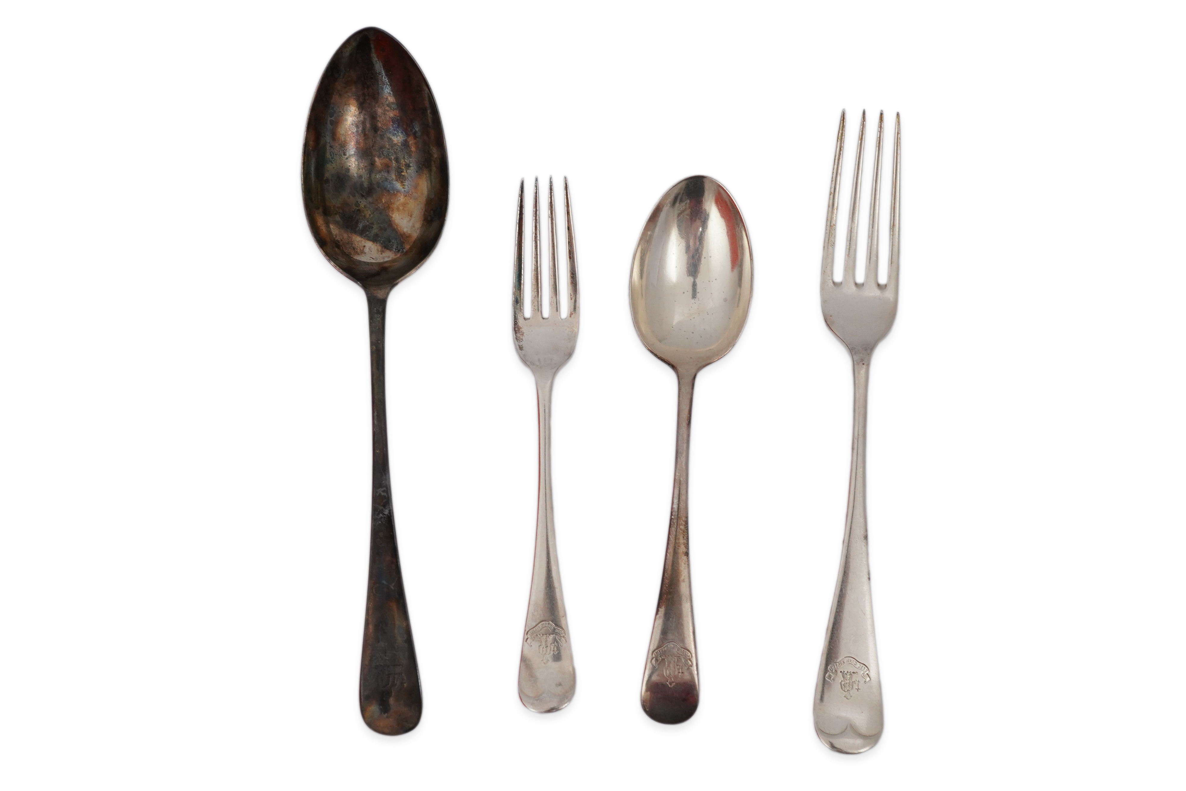 A harlequin part canteen of Edwardian and later silver Old English pattern flatware, various dates and makers